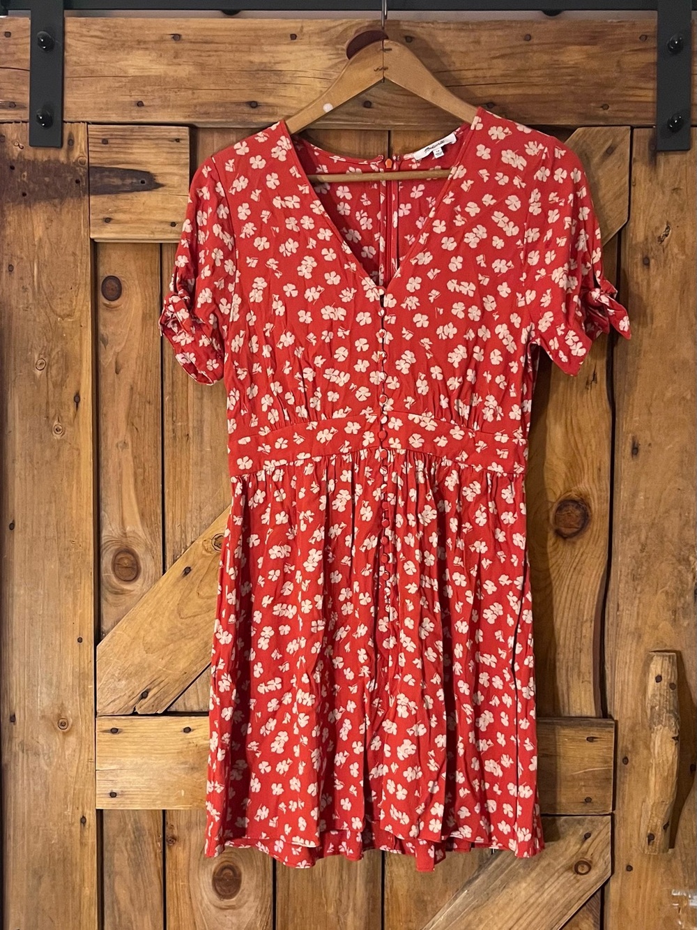 Madewell Red Floral Fit & Flare Mini Dress Size 10